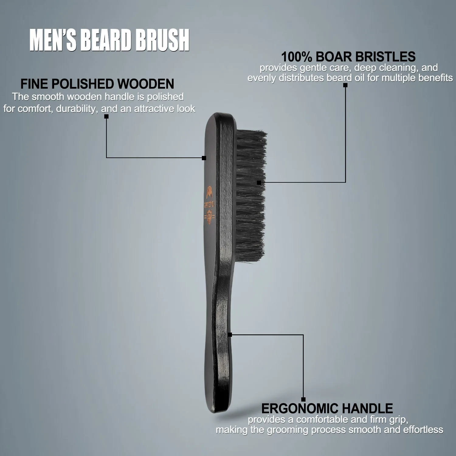 Gracemen Mini Beard Brush Black Color Wood Handle Boar Bristle Beard Hair Shaving Brush Stylist Pocket Small Size
