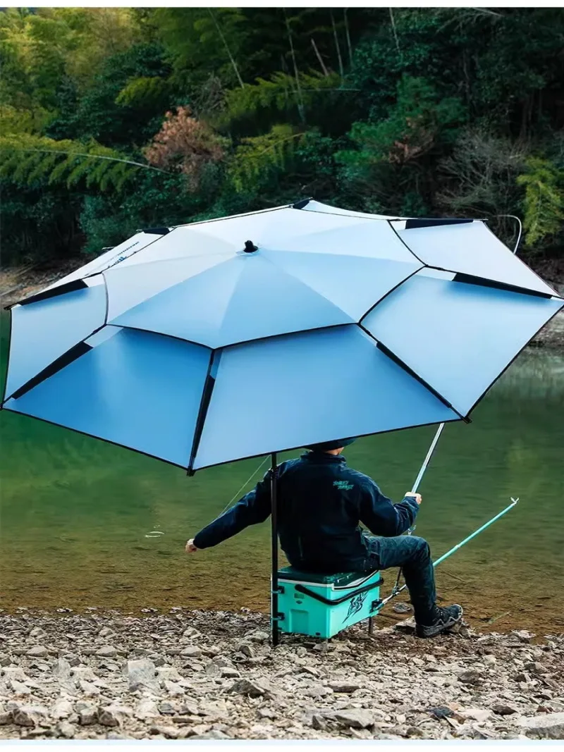 Ombrello speciale da pesca ombrello in gomma nera addensato a doppio strato protezione UV antivento