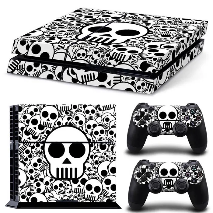 PS4用スカルパターン フルボディスキン バブルフリーPVCステッカー エアフローチャンネル付き HDマット仕上げ コンソール+コントローラー 2-in-1セット