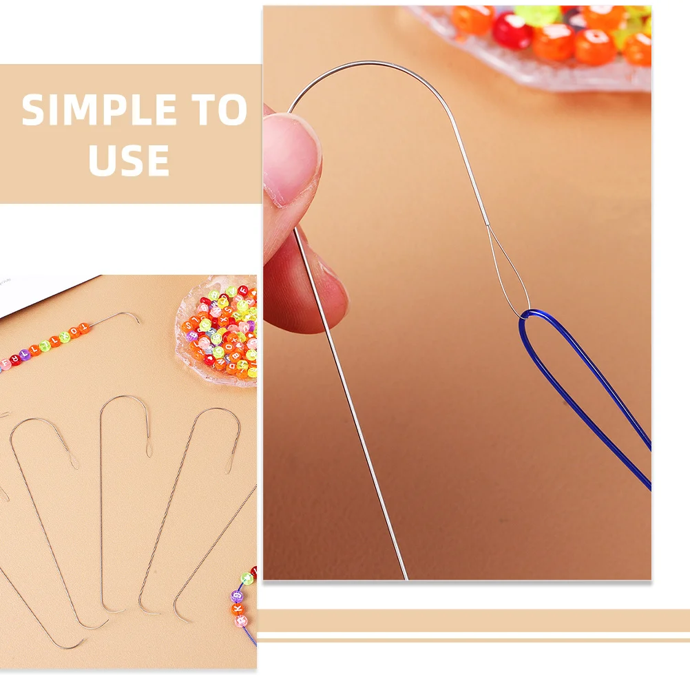 4 قطعة إبر خرز منحنية كبيرة للعين يمكنك صنعها بنفسك أداة خيط إبرة لصنع المجوهرات لقلادة السوار وغزل التطريز الحرفي