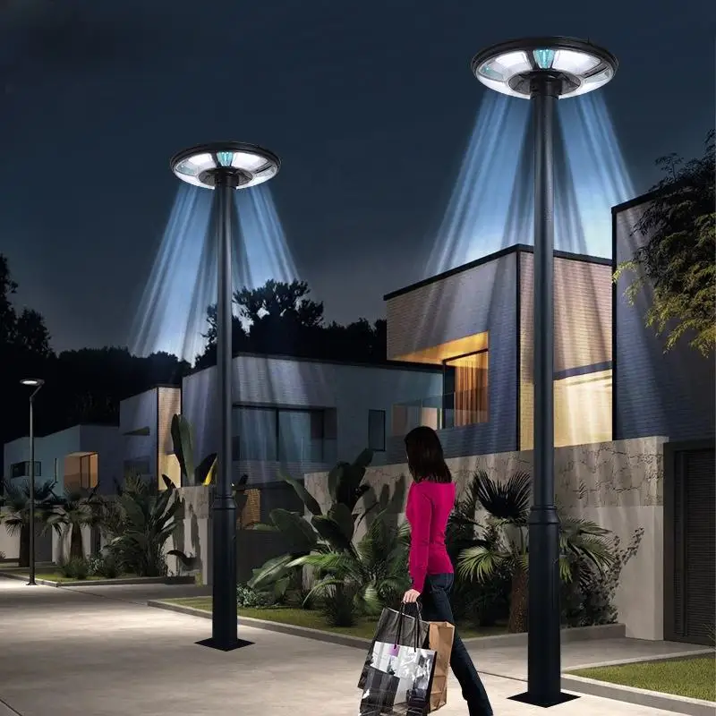 في الهواء الطلق 500 واط UFO الشمسية ضوء الشارع IP65 مقاوم للماء 370LED الشمسية كشاف ضوء المشهد القطب مصباح للفناء الطريق المشهد