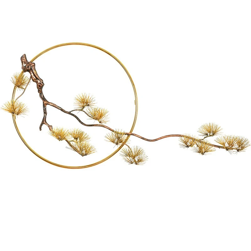 New Chinese welcome pine wall decoration porch wall decoration pendant three-dimensional creative club hotel wrought iron wall