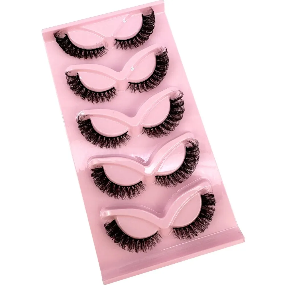 NEW 5Pairs DD Curl Russian Strip Lashes Short 3D Fluffy Mink Lashes Extension Supplies Natural 5D Fake Eyelashes Makeup Tools