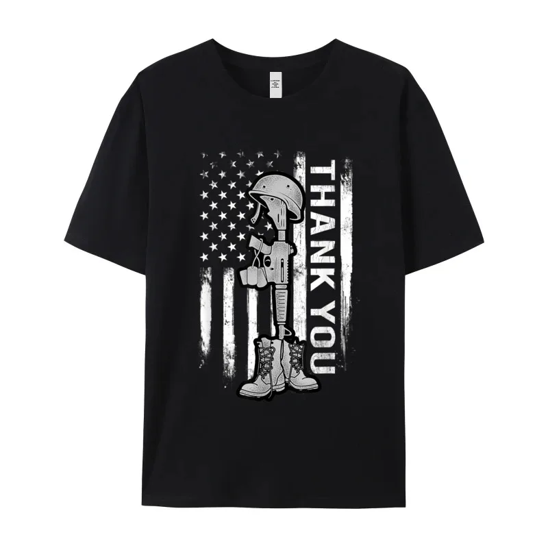 Loose Man T-shirts Memorial Day Shirt Flag Printed Tees Pure Cotton O-Neck Short Sleeve Slogan Tee Shirts Summer