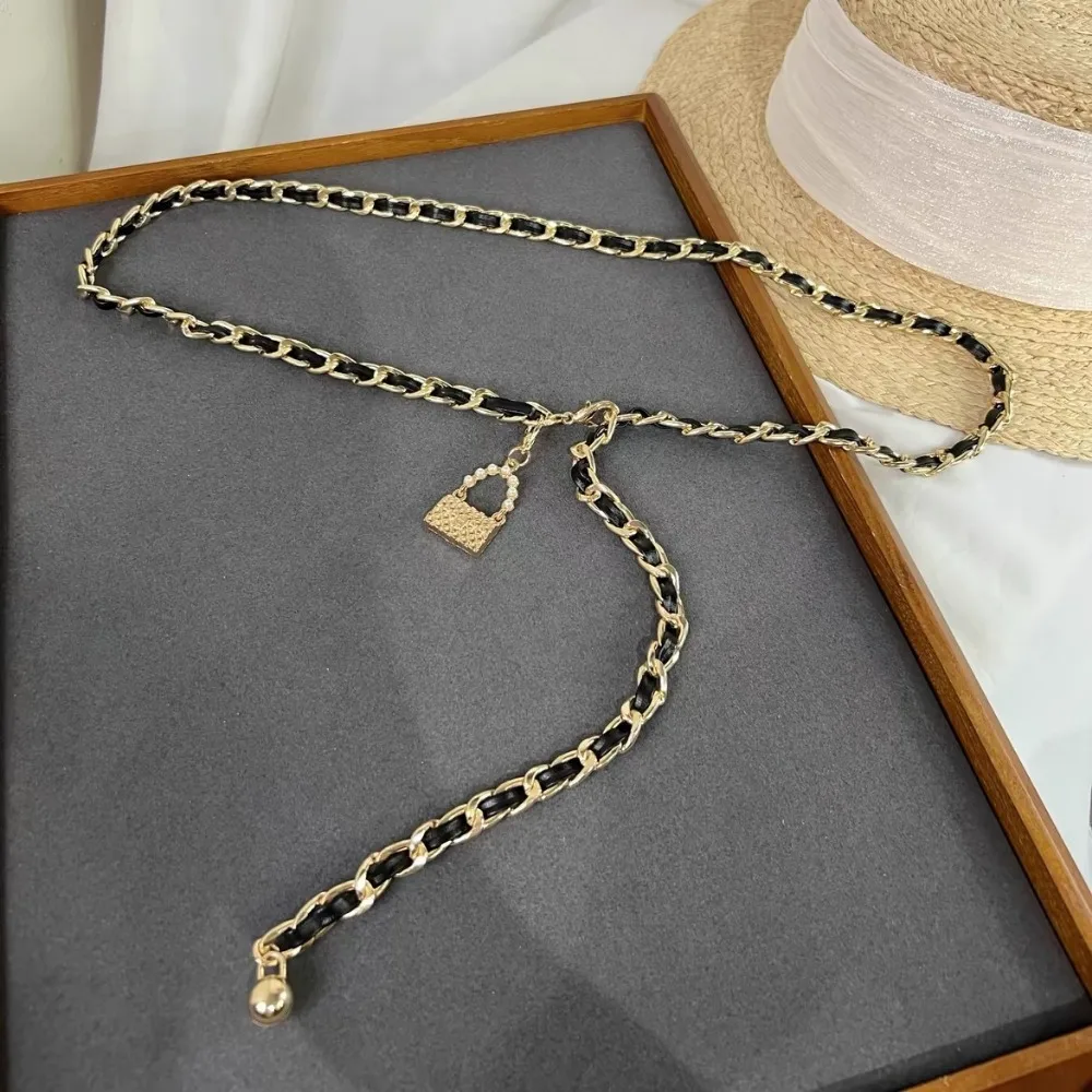 Waist chain women's decorative thin waist belt simple and versatile spicy girl style matching dress small bag pendant chain belt