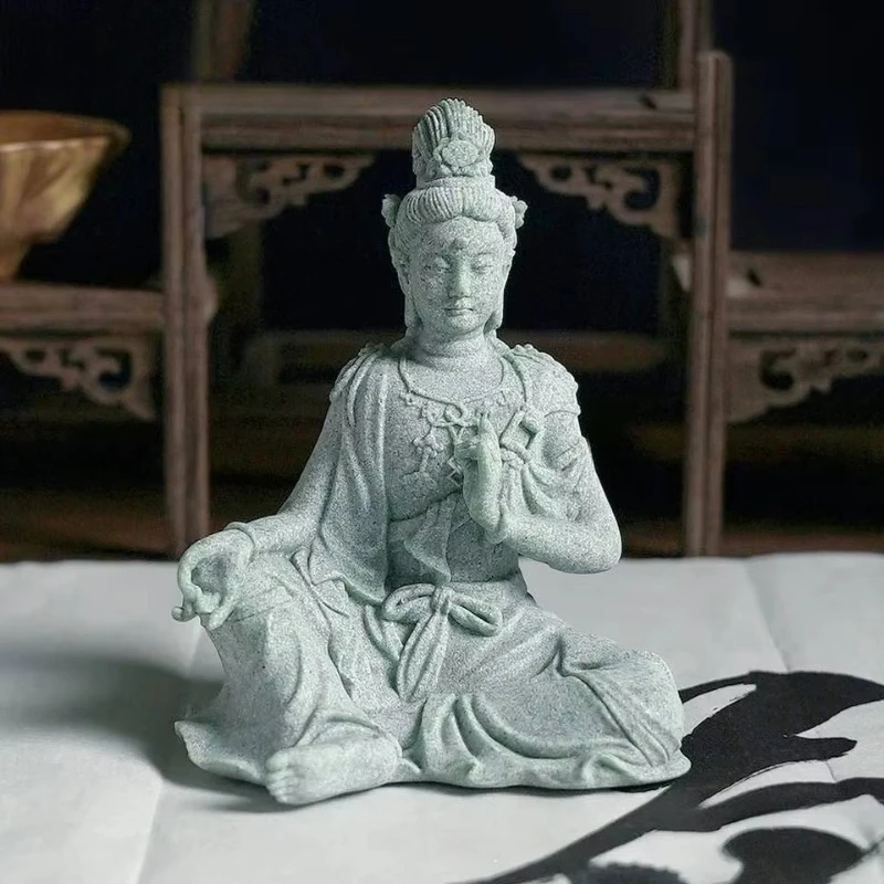 Estatua  en miniatura, figura  Buda, piedra meditando, peces Zen, acuario, tanque, escritorio, kwan, Feng Shui chin