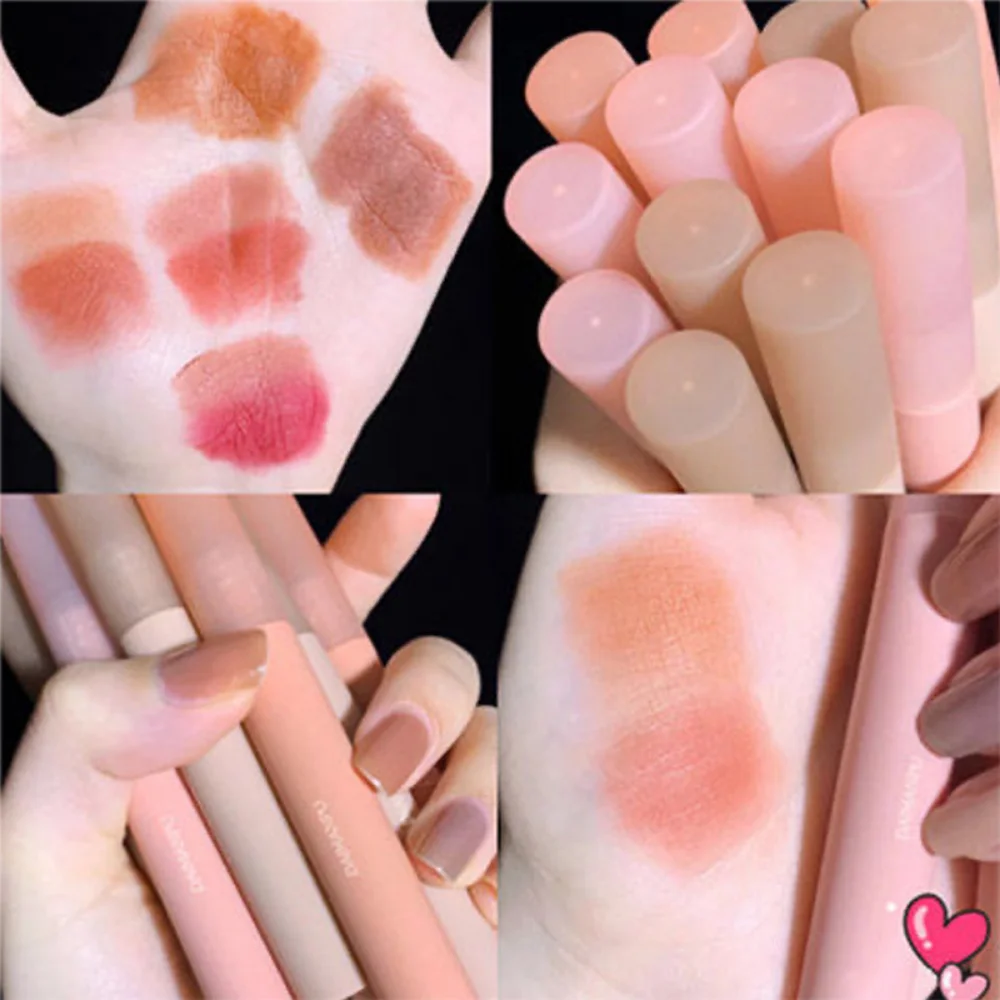 6 Kleuren Mat Nude Lip Glazuur Waterdicht Fluwelen Lipgloss Fluwelen Textuur Langdurige Anti-Aanbaklaag Cup Lipkleur Make-Up Cosmetica