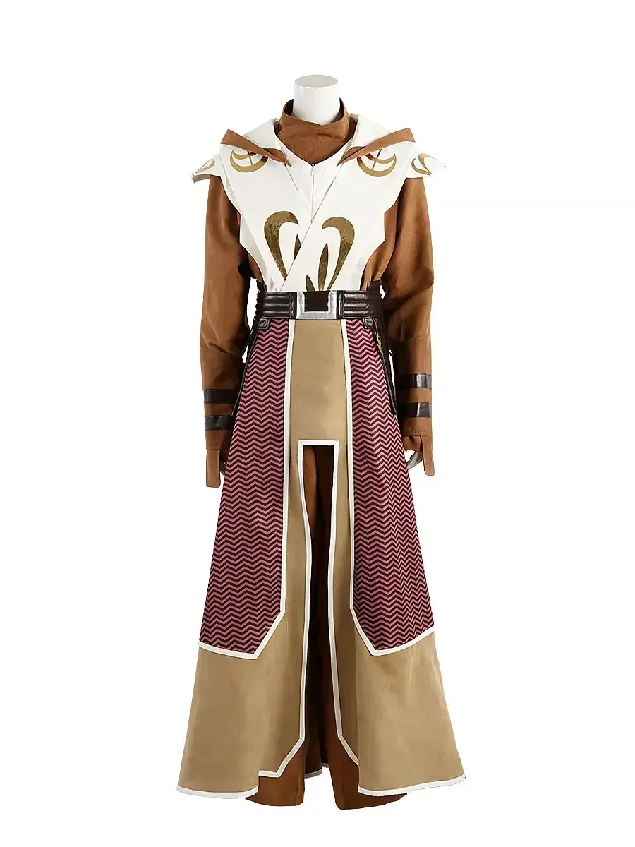 Jedi Game Cosplay Costume pour hommes et femmes, robe longue, tenues d'Halloween, nouvel uniforme imbibé, robe de jeu en plis, costume d'étoile, ordre divisé