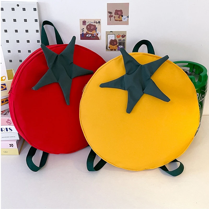 Ladies' Backpacks Japanese Cute Cartoon Tomato Kawaii Sweet Verstaile Casual Backpacks Funny Personal Large Capacity Schoolbags