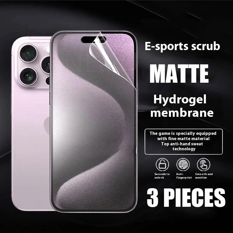 

3PCS Matte Full Cover Hydrogel Film For iPhone 11 12 13 14 15 16 Pro Xs Max 11 12 13 14 15 16 Plus Clear TPU Screen Protector