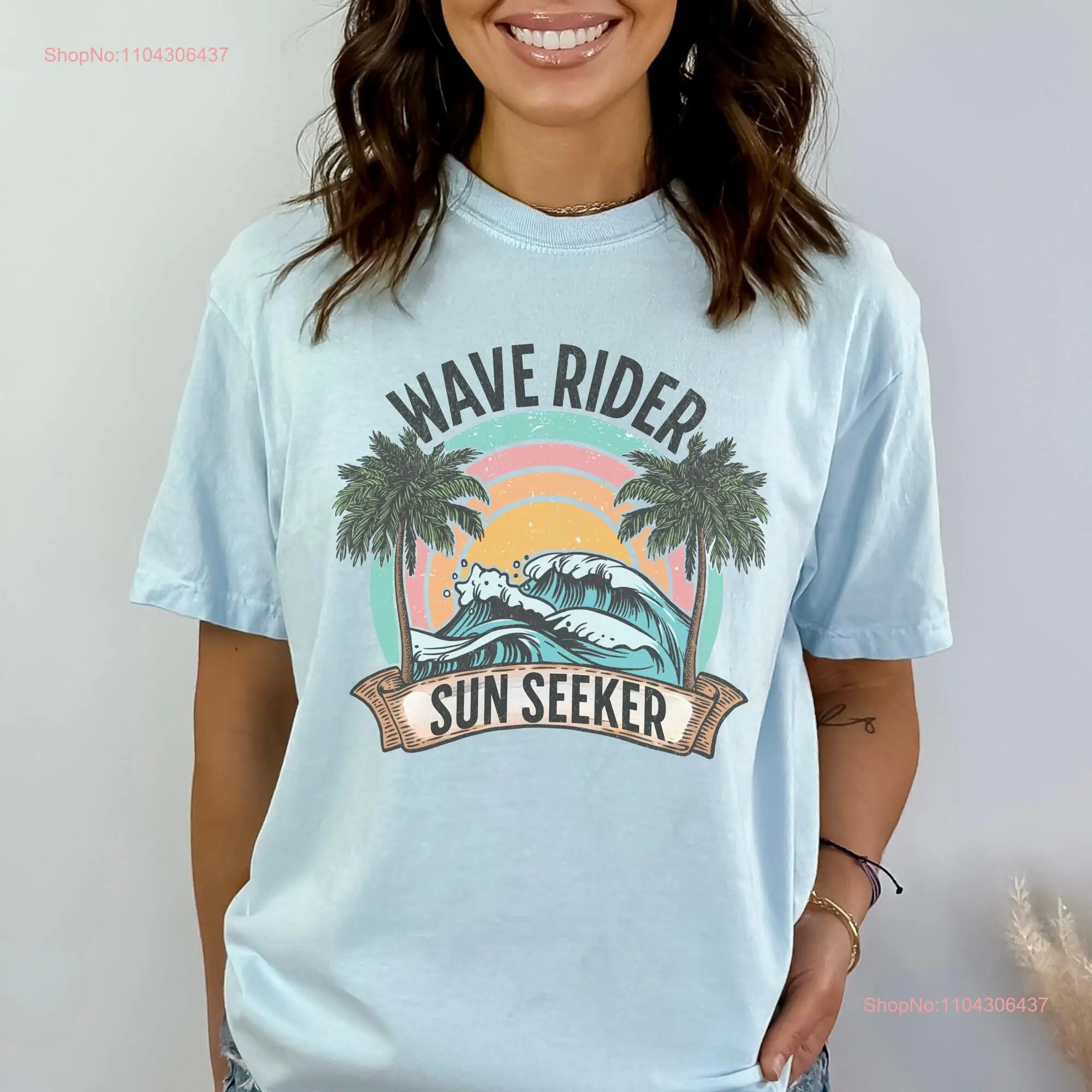 Retro Beach Sun Seeker T Shirt Trendy Time For Women Fun Quote Oversized Vacation Comfort Colors long or short sleeves