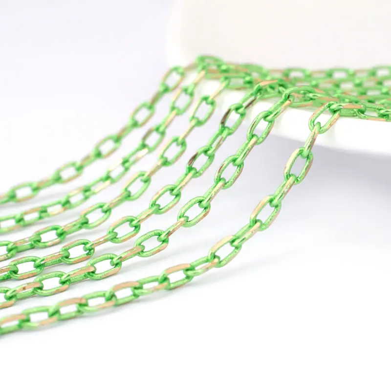 5 Meters Width 2MM Faceted Oval Shape Chains Colorful Copper Chains for Necklace Diy Jewelry Findings Accessories Wholesale