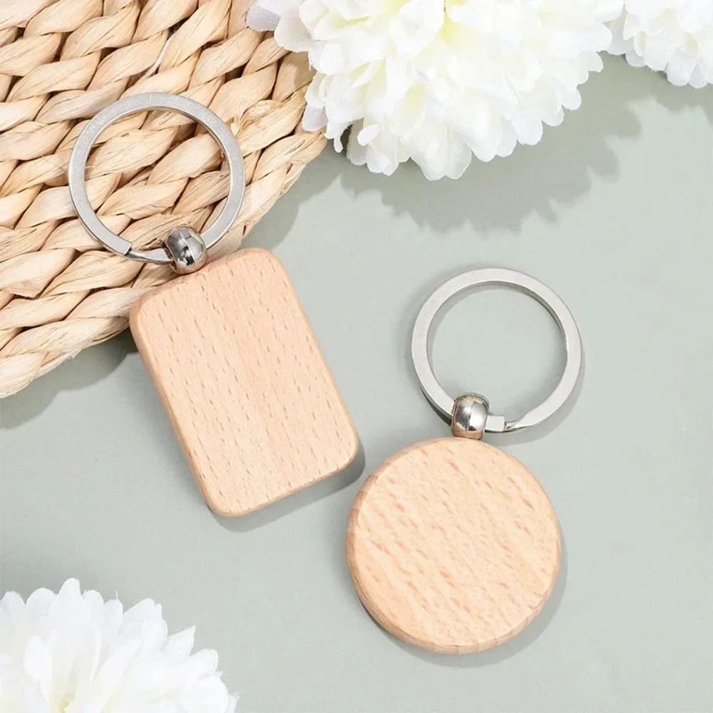 1-10PCS Blank Wooden Keychain Blanks, Unfinished Rectangular Wood Key Tags for DIY Crafts and Personalized Gift Making