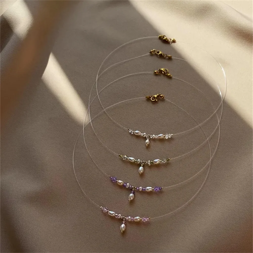 Vintage Fashion Gold Color Simple Shaped Artificial Pearl Peach  Necklace For Women Female Girl Baroque Choker Jewelry Gift