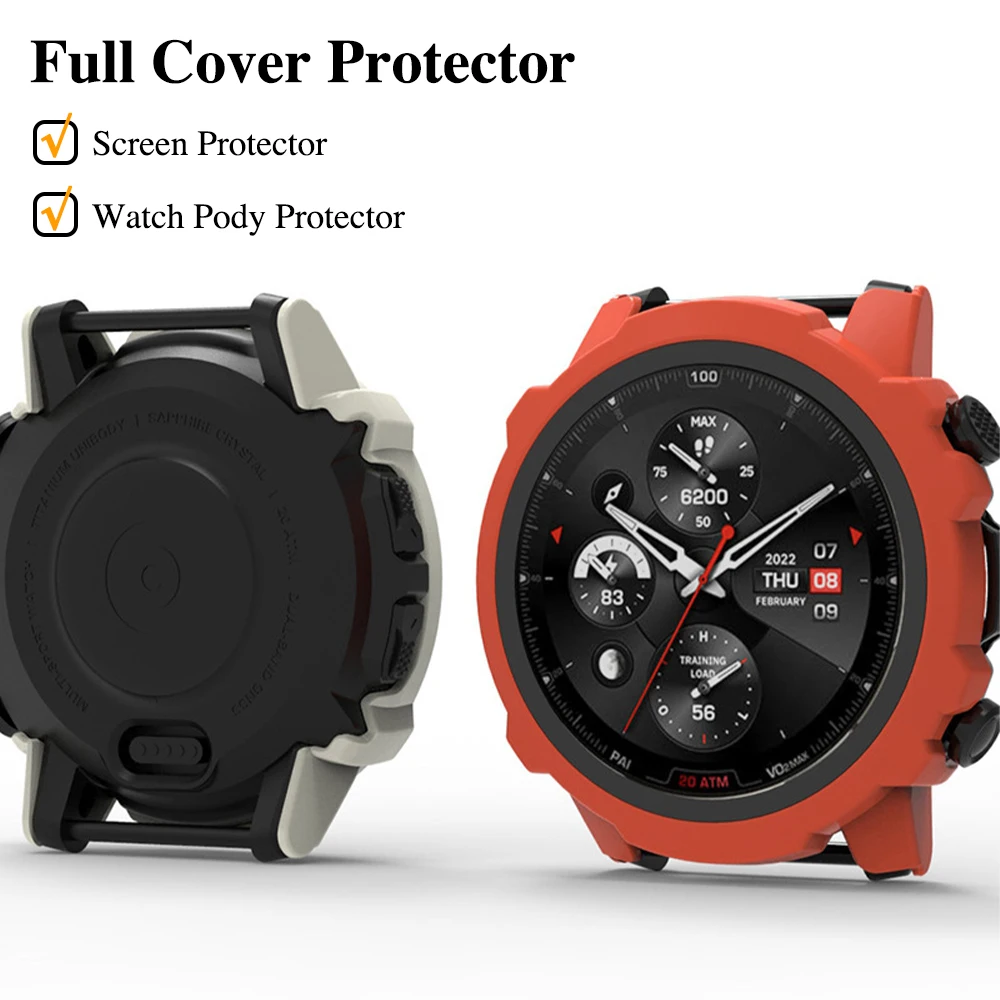 PC Hard Protective Case With Screen Protector for Amazfit Falcon Bumper Full Cover Case + 9H Tempered Glass Smart Watch Shell