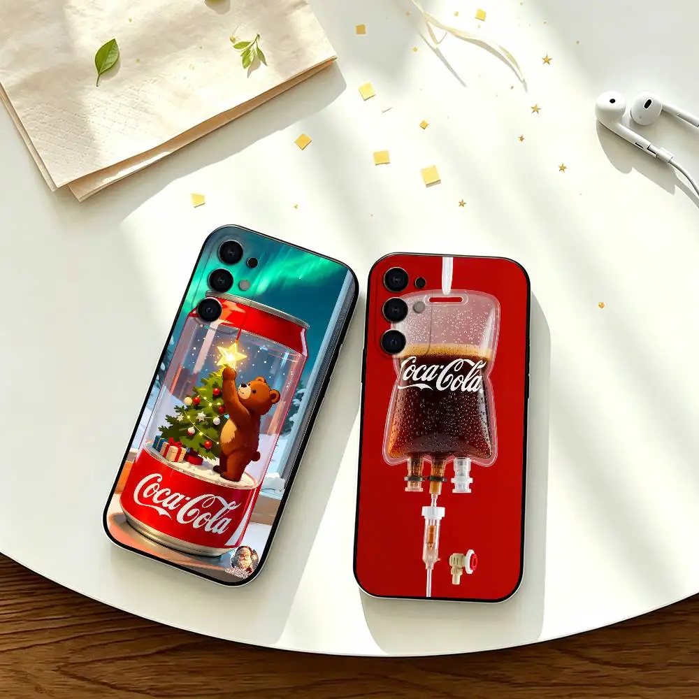 Christmas Themed C-Coca-Cola  Phone Case For Samsung S26,S25,S24,S23,S22 Black Soft Protective Phone Case