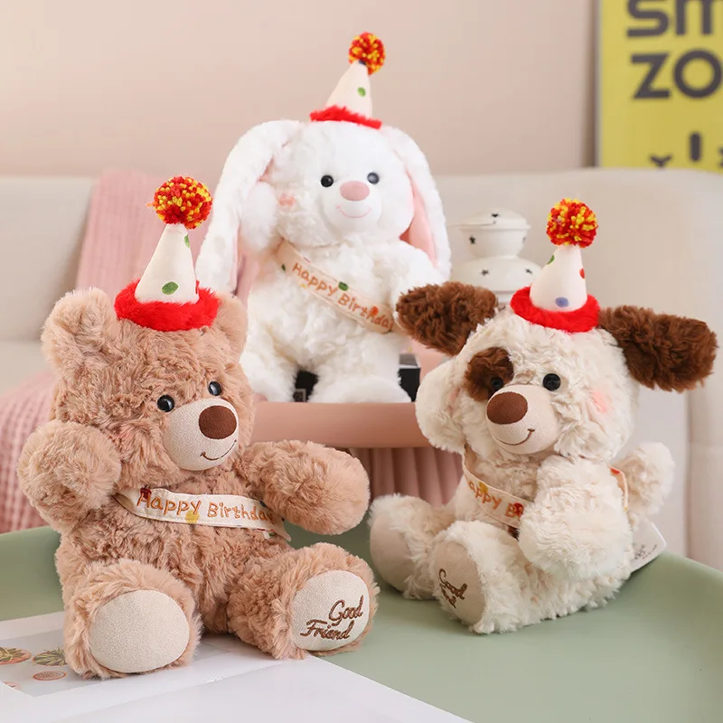 

Miniso Kawaii Bear Bunny шляпа на день рождения кукла плюшевая собака подарок на день рождения украшение для дома для девочек лучший подарок на день рождения Рождественский подарок
