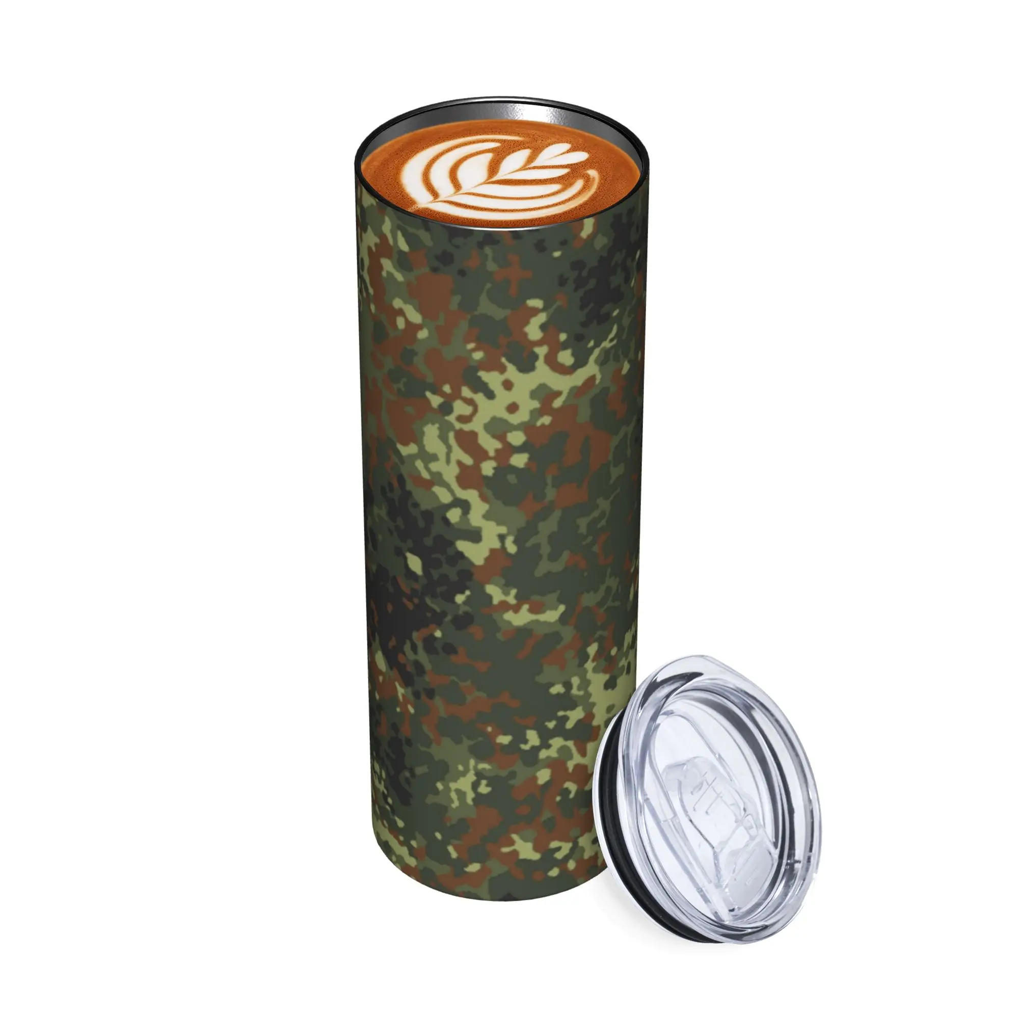 Flecktarn Camo Tumbler Vacuum Insulated Thermal Mug 20oz Double Wall Spill Proof Tags Coffee Cups With Lid Straw Water Bottle - view 2