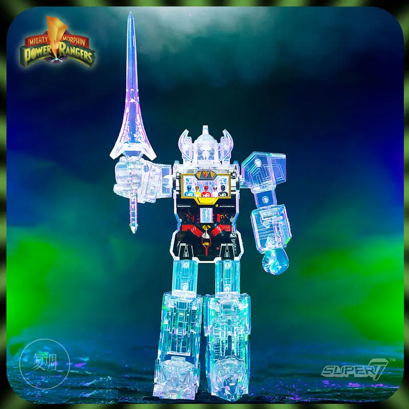 In Stock Super7 Dinosaur Team Megazord Transparent Edition 11 inches Action Figure Model Toys