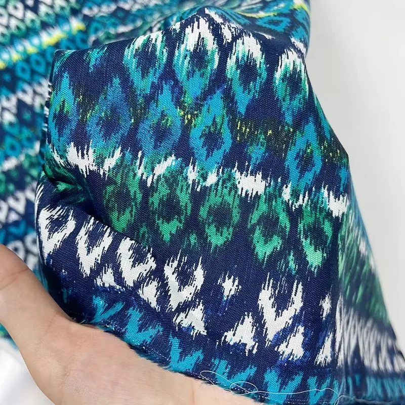 Red Raspberry Turquoise diamond printed flax Fabrics Garment Materials Summer Women’s Dress DIY Sewing Cloth Freeshipping