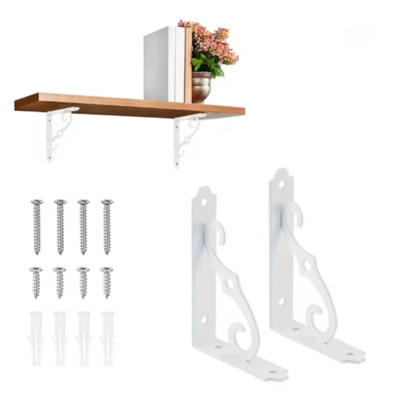 2Pcs Wall Mounted Floating Shelf Bracket L Heavy Duty Support Corner Brace Joint Right Angle Bracket for DIY Open Shelving