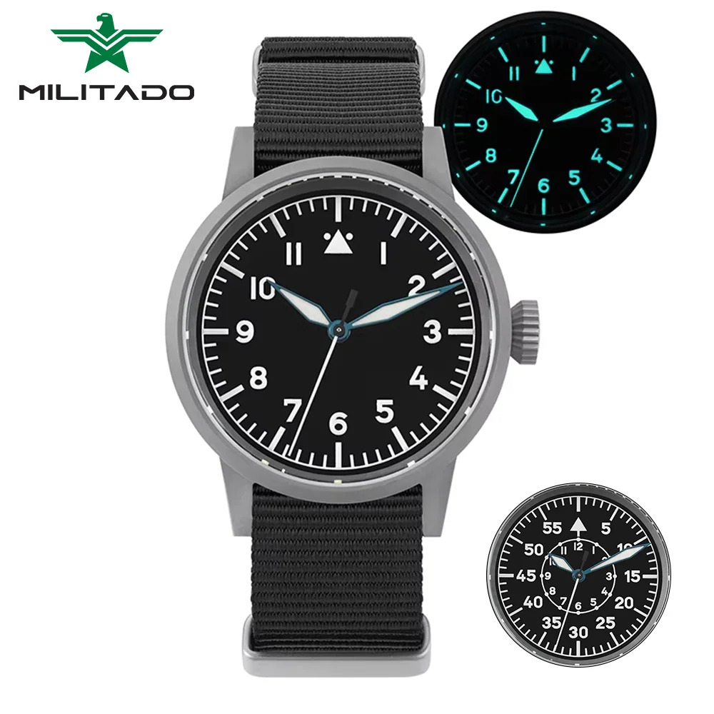 Militado ML10 ساعة كلاسيكية VH31 سويب ساعات كوارتز ثانية AR طلاء الياقوت مضيئة 100 متر مقاوم للماء ساعة معصم عسكرية
