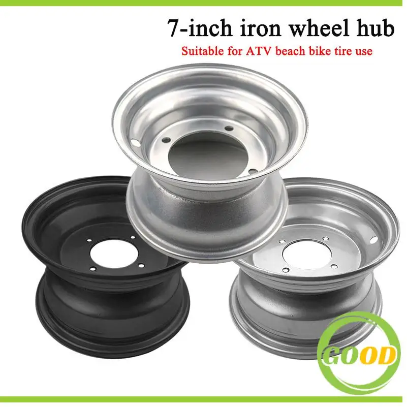 16X8-7 ATV Wheel Rim High Strength Aluminum Alloy 8 Inch Wheel Rim Hub for Go Karts Golf Carts Silver Four Hole Silver New