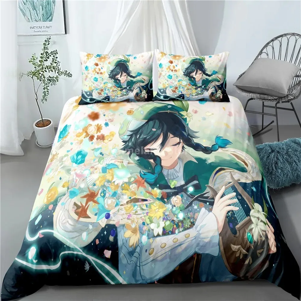 

Genshin Impact Bedding Set Game Print Duvet Cover Quilt Soft Duvet Cover Sets Home Textile Queen King Size Girl Kids Room Decor