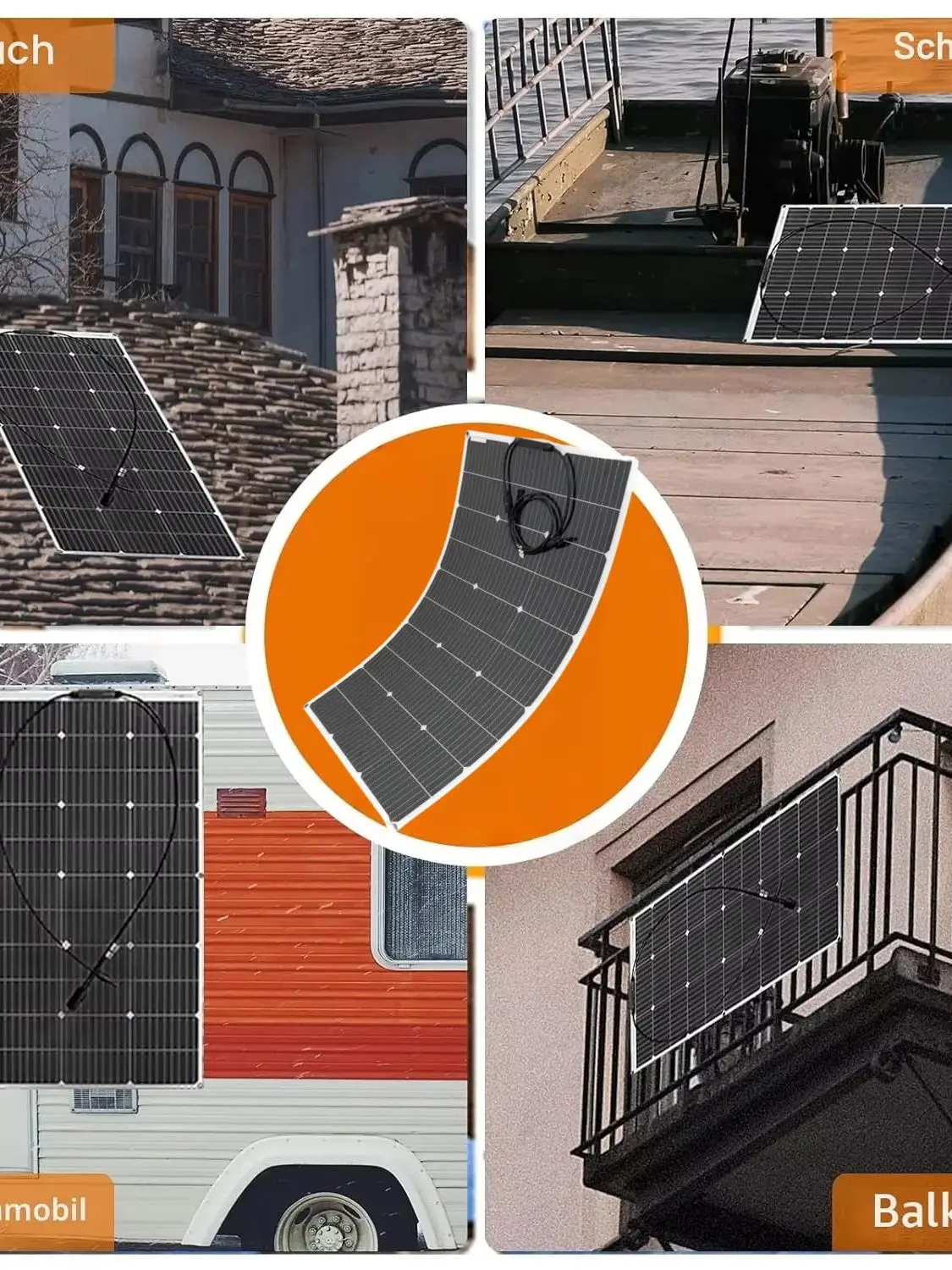 100W 12V Flexibles Monokristallines Solarmodul 18V PET-Solarmodul Wasserdichtes Tragbares Solarladegerät für Wohnmobil Wohnwagen Camping Boot Gartenhaus Batterie-Stromversorgung