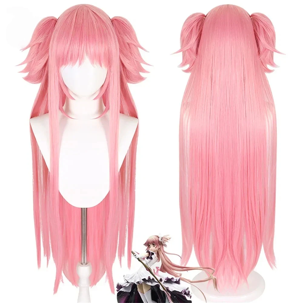 

Madoka Magica Cosplay Wig Pink With Bangs Synthetic Long Straight Wig Ultimate Mdoka Double Ponytail Cosplay Magical Girl Wig