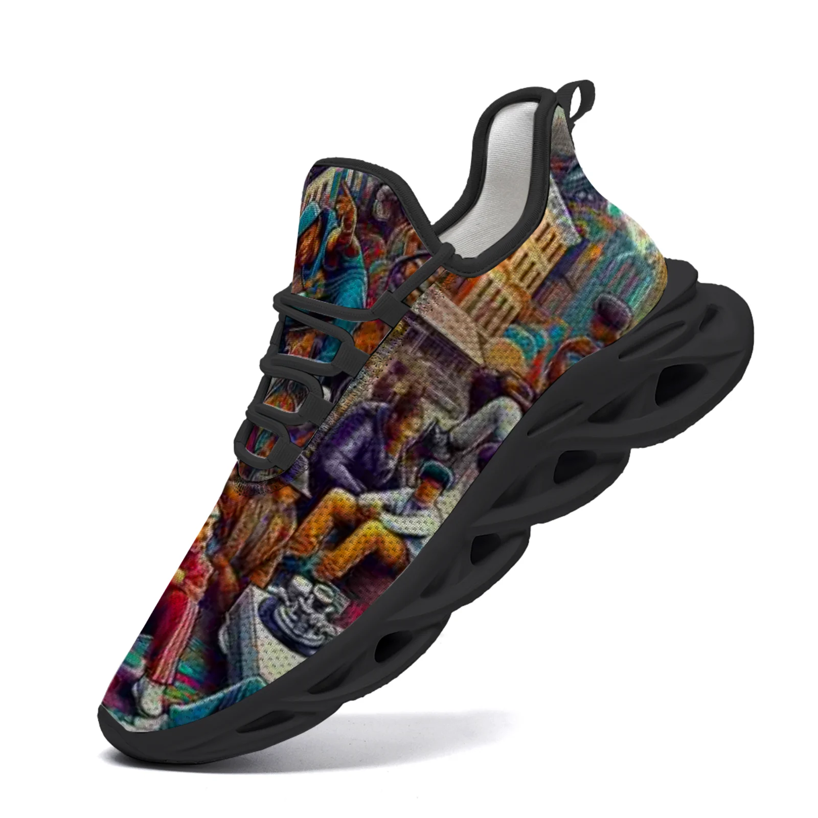 

Hip-hop poster casual sneakers for men and women, lightweight walking and running shoes, mesh laces