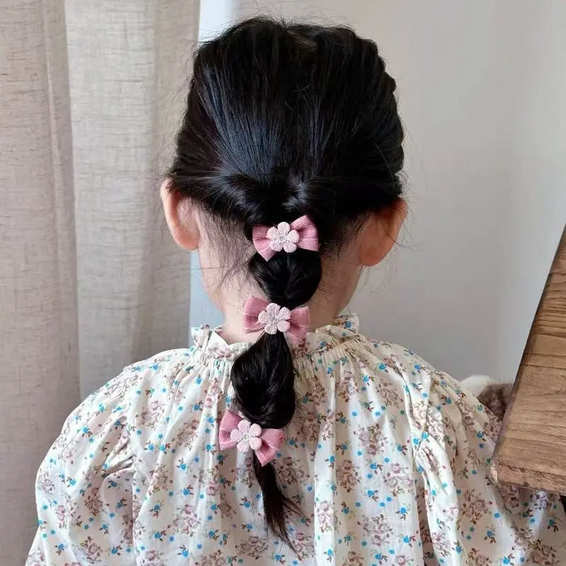 

3pcs/lot Embroidery Flower Bow Elastic Hair Bands Sweet Girl Hair Rope Ties Ponytail Holder Rubber Bands Kids Hair Accessories