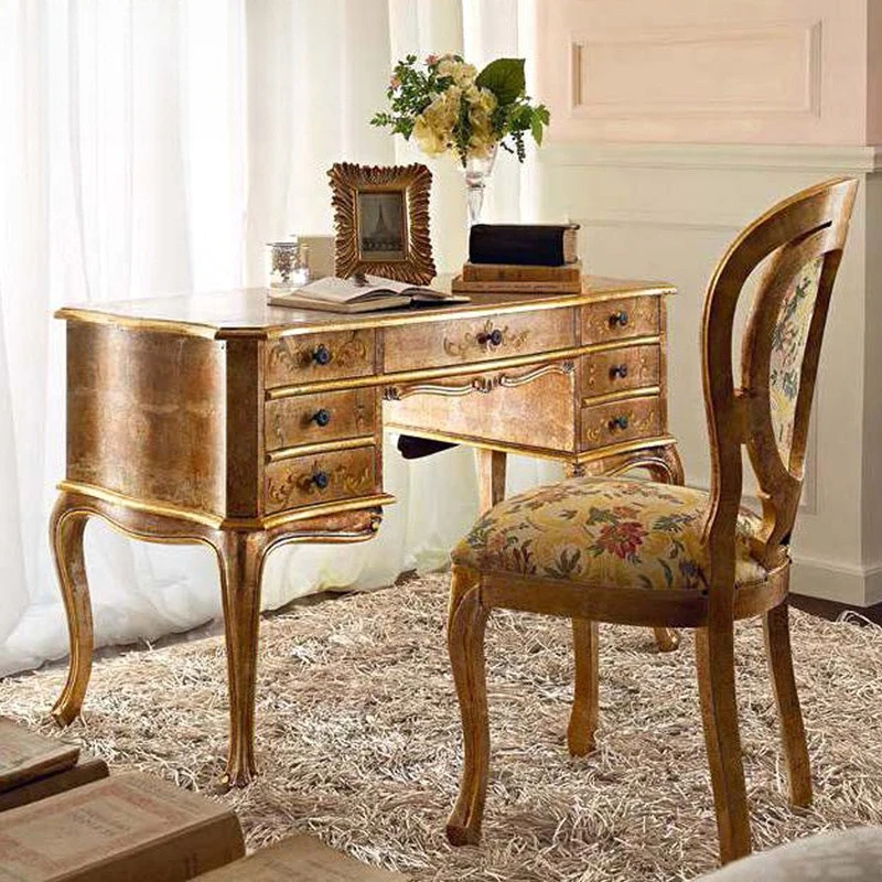 Chair Solid Wood Hand Carved Painted Computer Household Writing Desk French Study Furniture