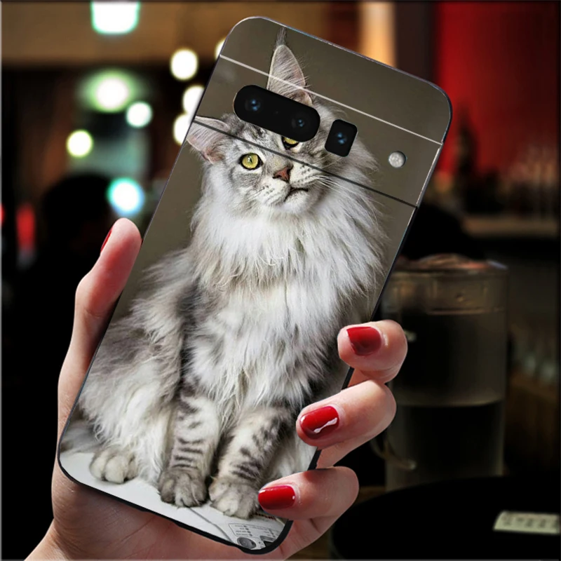 Phone Case for Google Pixel 9 Pro XL 9 8 7 Pro 8A 7A 7 6A 6 Pro Pixel 4 3 XL 5 6 4A Maine Coon Cat Funda