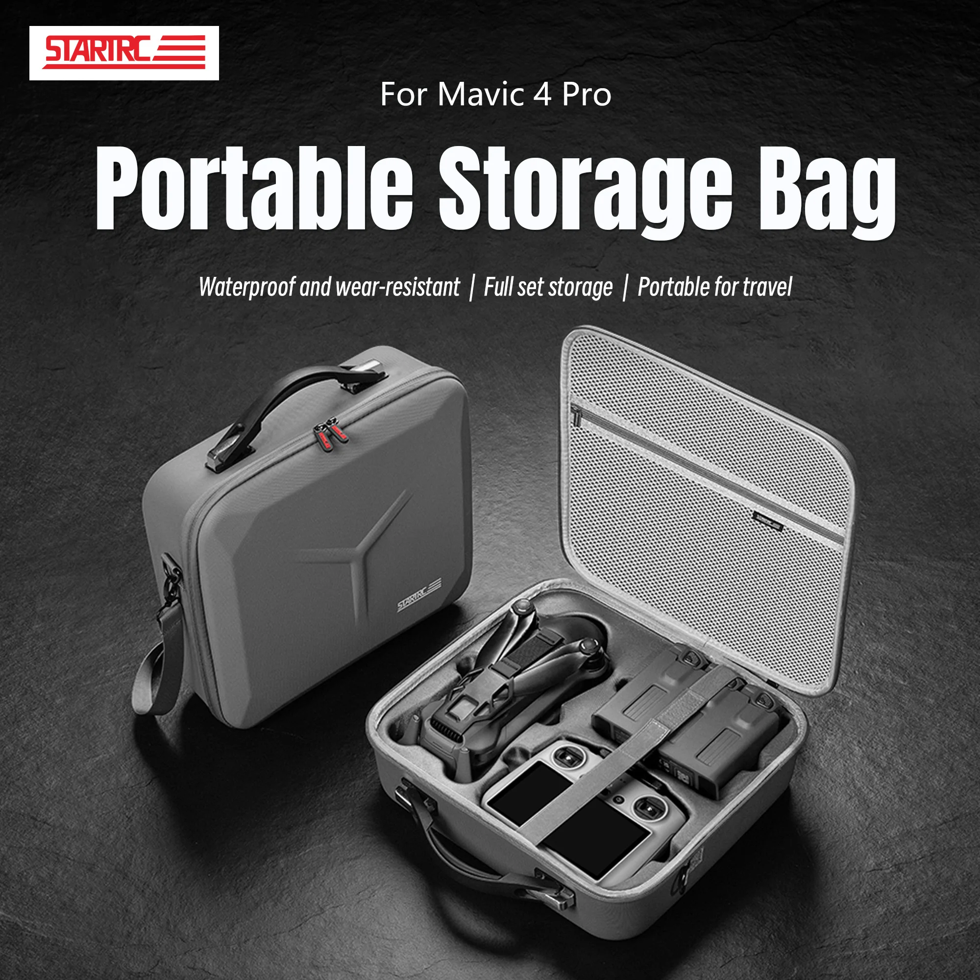 Bolsa de almacenamiento portátil para DJI Mavic 4 Pro Fly More Combo/512GB Creator Combo Estuche de almacenamiento de PU para llevar a mano y cruzado