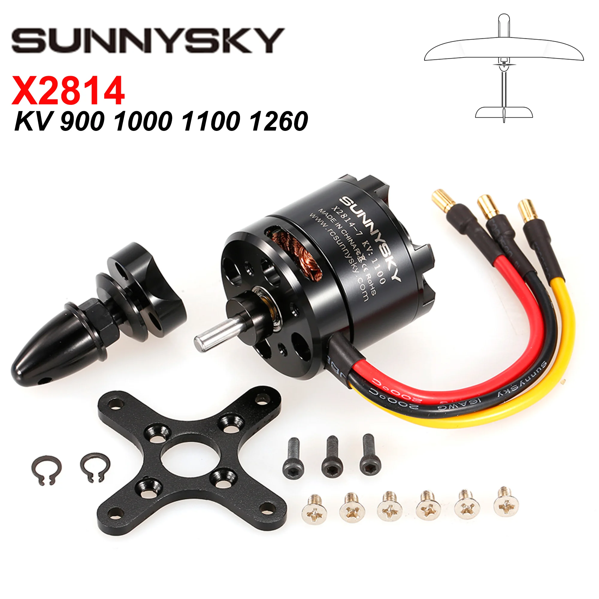 Original SUNNYSKY X2814 900KV 1000KV 1100KV 1250KV Outrunner Brushless Motor for RC 3D Fixed-wing Quadcopter Aircraft Airplanes