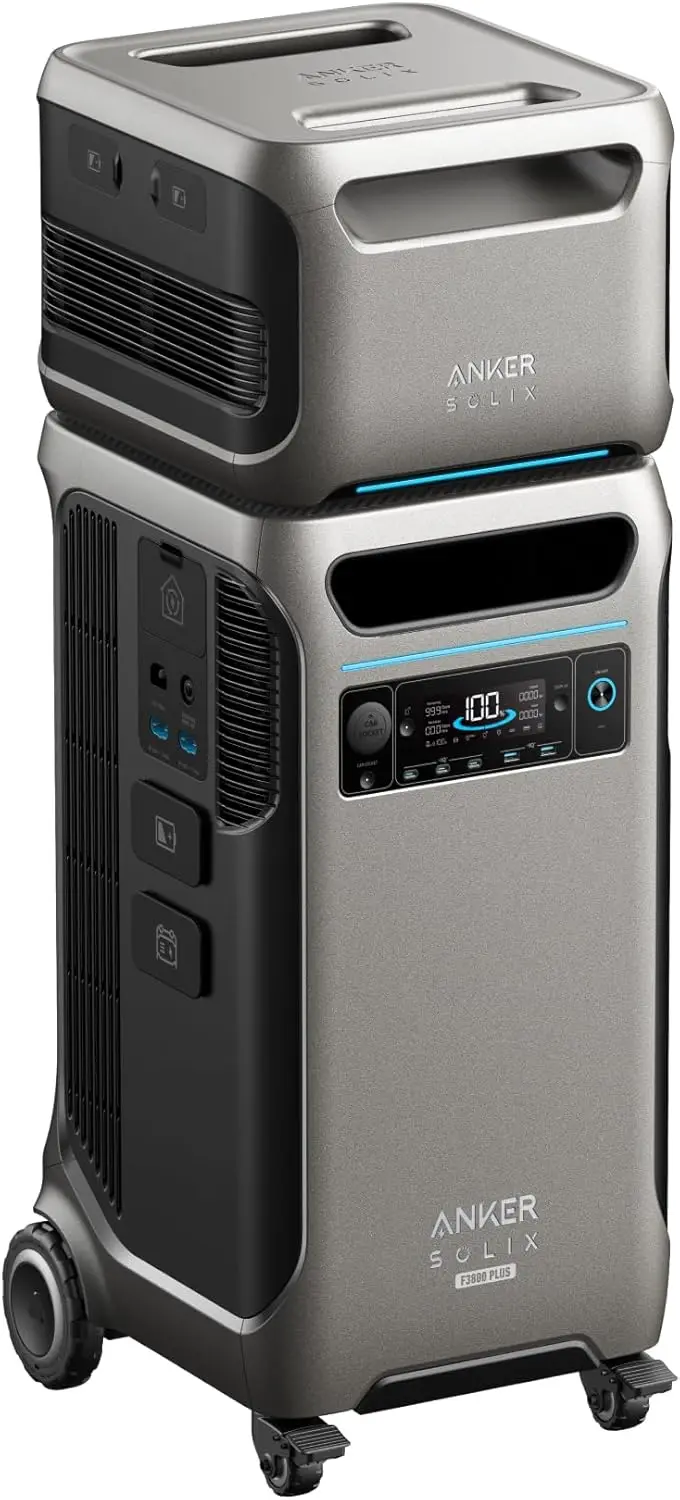 

Anker SOLIX F3800 Plus Power Station BP3800 Expansion Battery 7680Wh Output Whole Home Backup Solar Generator For Emergencies