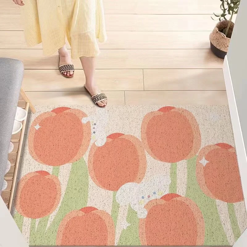 Nordic Flower Doormat Carpet Kitchen Bathroom Living Room Hallway Corridor Entrance Doormat Non Slip Can Be Cut DIY Mats Carpet