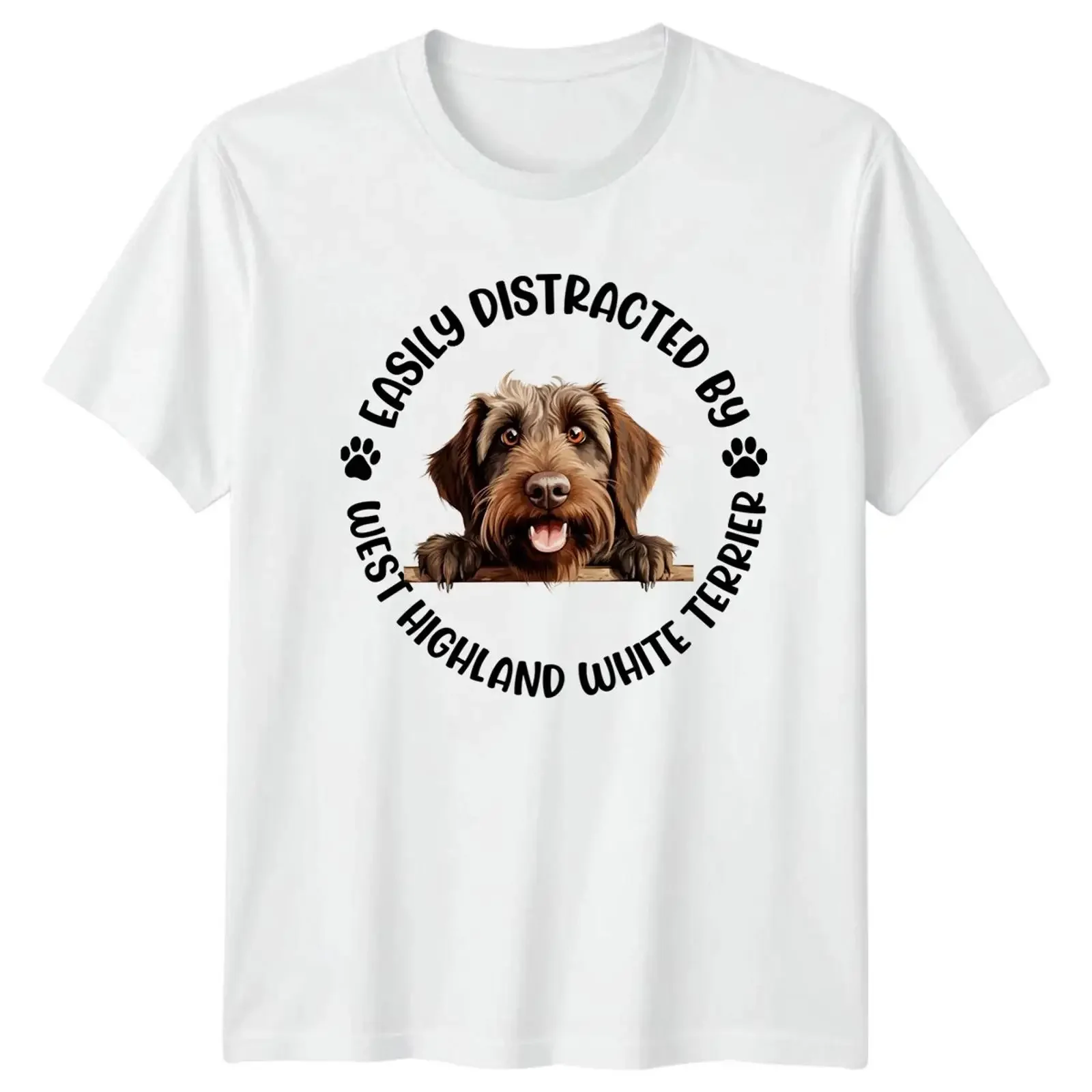 Easily Distracted By West Highland White Terrier Herren T Shirt Damen Grafik vintage Washed graphic Versatile streetwear
