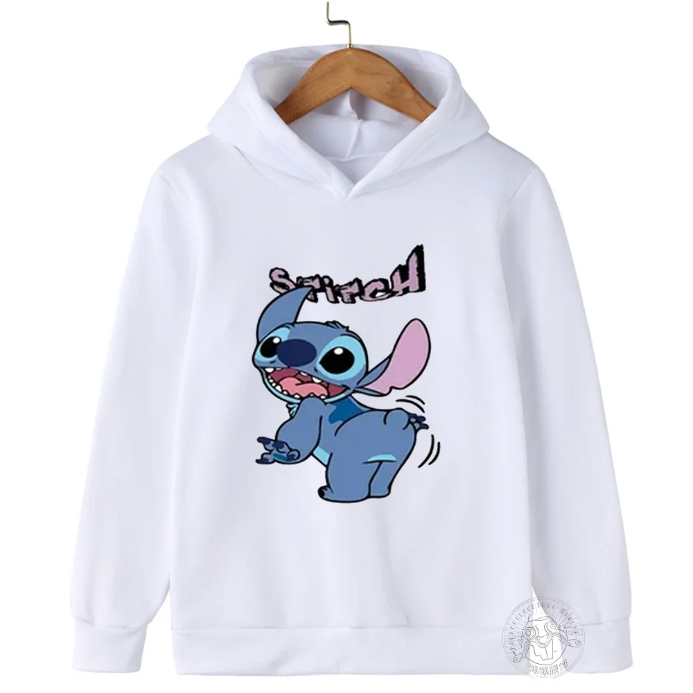 Disney Stitch Funny Pattern Children's Clothing 2-14 Years Old Boys and Girls Clothing Street Casual Sports Warm Sweatshirt