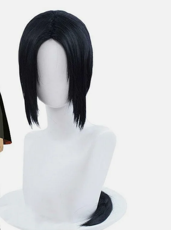 Pelucas de Cosplay de Naruto Itachi Uchiha, pelo sintético negro largo de 65cm para fiesta para hombre