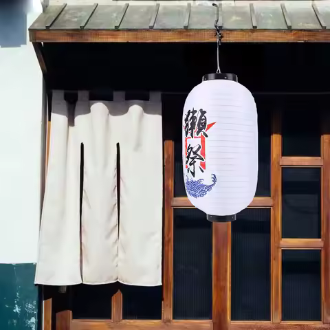 Creative Hanging Lanterns Waterproof Cloth Festival Decoration Lantern with Metal Hook Funny Paper Lantern for Sushi Restaurant