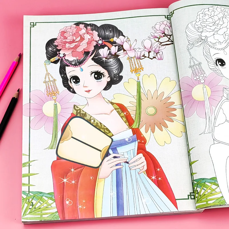 Princess Colorful Coloring Show, Preschool Coloring Book, Princess Coloring Book, Beautiful Girl Picture Book
