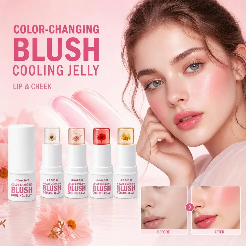 PH Temperature Color Changing Jelly Blush Stick Hydrating Multi Use Tint Lip Cheek Eye Makeup Liquid Blusher Waterproof