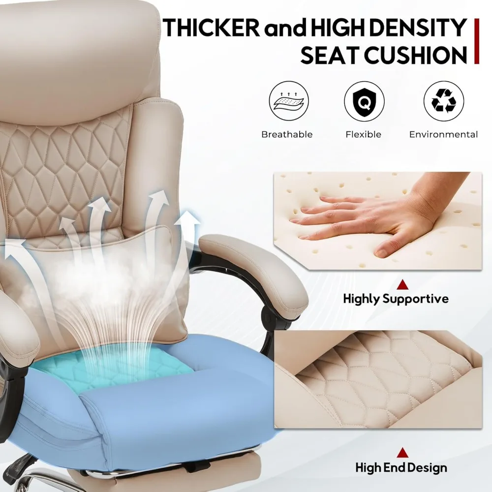 Офисное кресло с откидной спинкой на 400 фунтов и подставкой для ног, большое и высокое эргономичное офисное кресло с, стульями для домашнего офиса для тяжелых условий эксплуатации