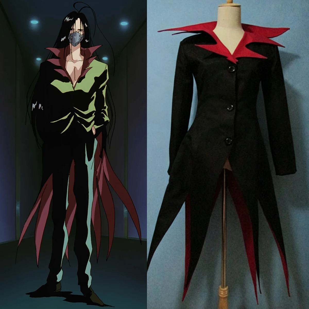 Disfraz de Cosplay de Yu Yu Hakusho Karasu, Anime Ghost Files, Equipo del Torneo Oscuro, Abrigo Negro de Toguro Karasu con Forro Rojo
