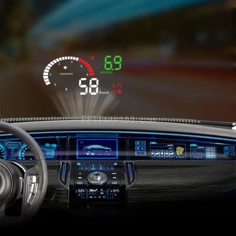 

Универсальный автомобильный проекционный дисплей OBD2 HUD, цифровой спидометр, сигнализация превышения скорости