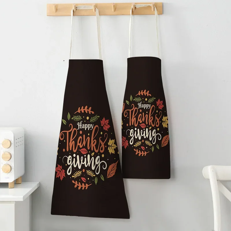 1Pc Kitchen Aprons for Women Cotton Linen Bibs Household Home Autumn Thanks Giving Home Cooking Baking Waist Bib Pinafore