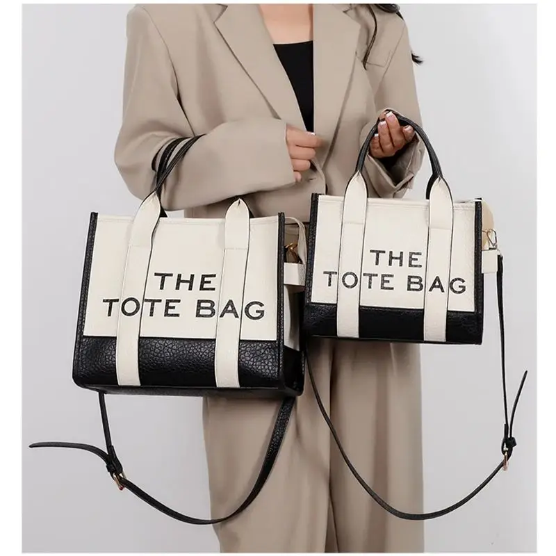Letters Tote Bag Women\'s 2024 New Leather Shoulder Messenger Trend Fashion Color Matching Designer Bag Large Capacity Handbags