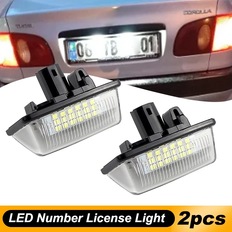 2pcs LED License Plate Light For Toyota Corolla Crown S180 Noah Voxy Starlet EP91 Previa ACR50 GSR50 12V White Car Number Lamp